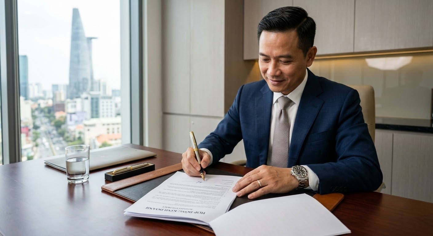 bút thân kim loại với trọng lượng đầm tay mang lại phong thái uy quyền và nét ký cực kỳ dứt khoát trên bàn đàm phán