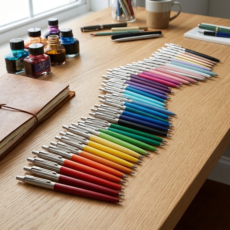 Parker Jotter có thiết kế thon gọn, đa dạng màu sắc, là người bạn đồng hành bền bỉ cho nhu cầu ghi chép nhanh