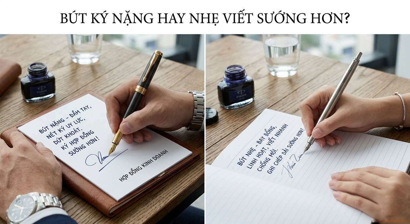 bút ký nặng hay nhẹ viết sướng hơn