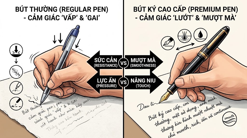 cảm giác viết của bút ký cao cấp khác gì bút thường
