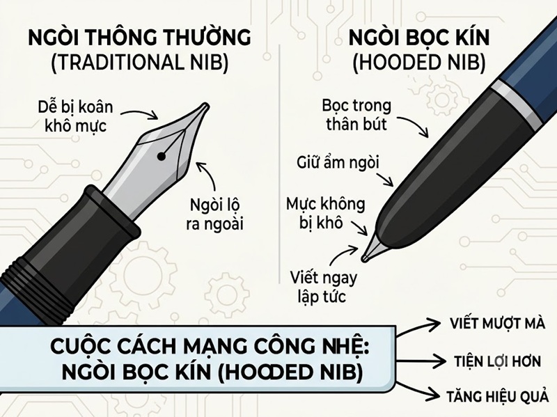 Câu Truyện Về Chiếc Bút Parker 51: "Kiệt Tác Không Gian" Khuynh Đảo Thế Kỷ 20 2 cuộc cách mạng công nghệ ngòi bọc kín hooded nib
