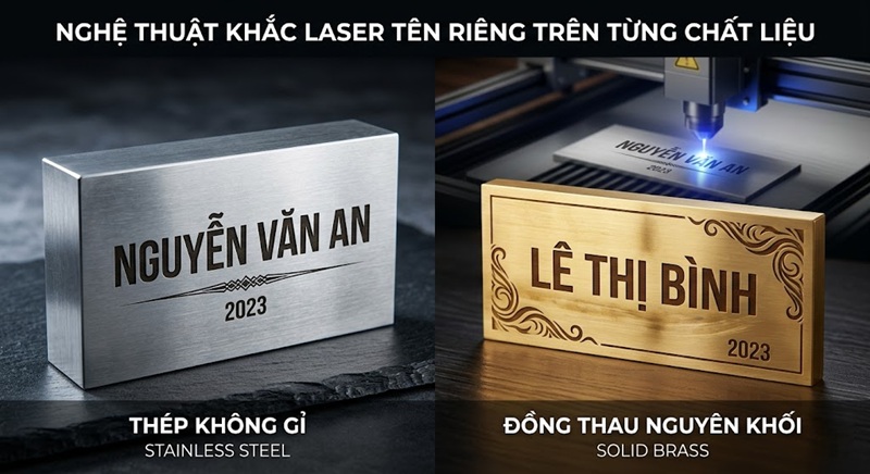 So Sánh Thép Không Gỉ Và Đồng Thau Nguyên Khối: Đâu Là Chất Liệu Hoàn Hảo Cho Bút Parker? 3 nghệ thuật khắc laser tên riêng trên từng chất liệu thép không gỉ và đồng thau nguyên khối